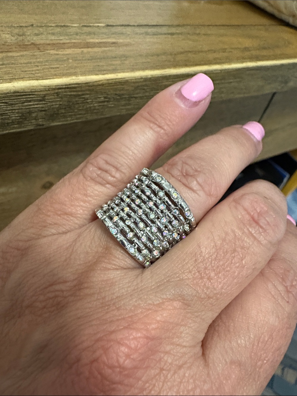 Premier Designs Silver Multi-Row Crystal Band - Clear Stones
